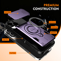 Étui de téléphone portable de luxe antichoc en TPU+PC avec support magnétique et protection d'objectif pour iPhone 18 17 16 15 14 13 12 Pro Max