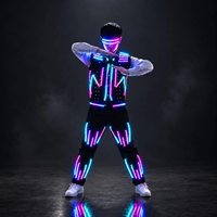 Ensemble veste et pantalon lumineux à LED programmables RGB, lunettes lumineuses, vêtements de scène unisexes, tenue de danse, DJ, festival, fête