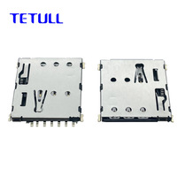 Connecteur de carte SIM NANO IoT 5G TETULL 6+1P de type auto-éjectable avec broche de détection normalement fermée