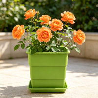 Jardinières carrées d'extérieur en PP légères et durables avec trou de drainage, design minimaliste moderne, capacité de 9,08 L pour jardin et usage domestique