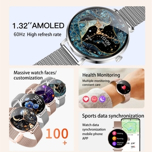 Nouvelle Smartwatch Ultra-mince pour femmes Écran AMOLED de 1.39 pouces, Surveillance de la fréquence cardiaque Suivi de la forme physique Montre-bracelet luxueuse en métal - Product Image 3