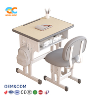 Ensemble Chaise et Bureau d'Écriture Multifonctionnel en Bois Massif pour Fabrication par Contrat avec Tiroir, Table d'Étude Ergonomique Réglable pour École à Domicile