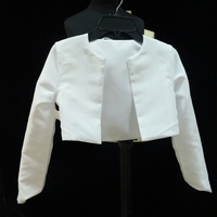D1378 Veste de mariage unie à col rond et manches longues, châle pour robe de mariée pour enfants