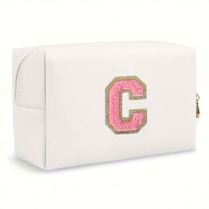 Sac de toilette octogonal pour femme avec logo personnalisé, 26 lettres brodées, grande capacité, sac de rangement de voyage, pochette - Product Image 3