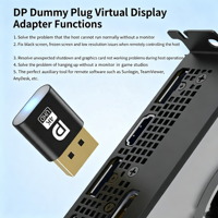 4K DP Dummy Plug Display Adapter EDID Emulator Adapter Headless Desktop Accessories Graphics Video Card