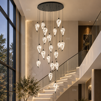 Luminaire suspendu moderne de luxe pour escalier, grand escalier, hall de duplex, entrée de villa, hall d'hôtel, plafond haut, design élégant et chaleureux