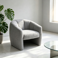 Fauteuil d'appoint en bouclette gris clair, chaise de loisirs moderne rembourrée avec base intégrée, pour salon et hôtel, durable, certifié BSCI