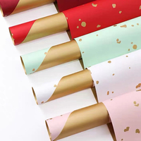 Nouveau Offre Spéciale vente en gros papier d'emballage imperméable double couleur de fleur de point d'or pour emballage de cadeau de Bouquet