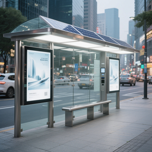 Chất Lượng Cao Không Thấm Nước Thép Không Gỉ Bền Vững Năng Lượng Mặt Trời Năng Lượng Tấm Thông Minh Sáng Tạo Xe Buýt Nơi Trú Ẩn Xe Buýt Dừng Với Màn Hình LCD - Product Image 6