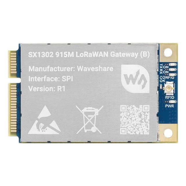 SX1302/1303 868M/915M LoRaWAN Gateway Module for Raspberry Pi, Standard Mini-PCIe Socket, Long Range Transmission