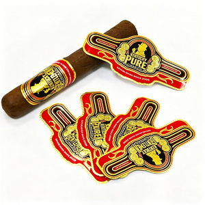 Luxury Cigar Label <b>Embossed</b> Gold Foil High Quality Cigar Band Ring Sticker Printing Custom Packaging Cigar Wraps with logo - Product Image 1