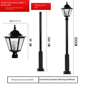 Lámpara de Jardín Exterior con Globo de Vidrio de 300 cm, Poste de Metal IP66, Bombilla LED A19, CA 220 V, Energía Solar, Sensor de Movimiento, Garantía de 10 Años - Product Image 3
