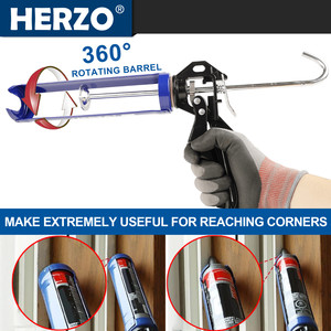 Herzo 9 ''אקדח פלסטיק מקבץ 1500n ידני מכונת אקדח דבק aulk עם ידית