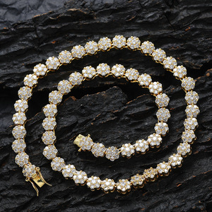 Collar de tenis de circonita <span class=keywords><strong>con</strong></span> forma de flor de 8 mm, estilo hip hop, exquisito y a la moda, <span class=keywords><strong>cadena</strong></span> de tenis CZ Iced Out para mujer - Product Image 5