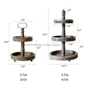 Soporte de pastel de madera redondo de 3 niveles hecho a mano, servidor de pastel de boda de Metal sostenible para servir dulces, tapa decorativa para el hogar - Product Image 1