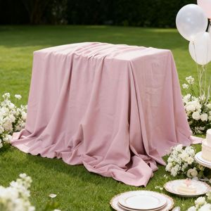 Tovaglia <span class=keywords><strong>in</strong></span> <span class=keywords><strong>Cotone</strong></span> Lavato Tinta Unita, Stile Nordico Vintage, Decorazione per Matrimoni all'Aperto, Tovaglia Rosa - Product Image 1