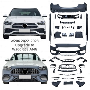 Kits de carrosserie <span class=keywords><strong>version</strong></span> standard pour <span class=keywords><strong>Mercedes</strong></span>-Benz <span class=keywords><strong>Classe</strong></span> C W206, amélioration modèle C63 AMG : Ensemble pare-chocs avant, calandre, jupes latérales, diffuseur - Product Image 1
