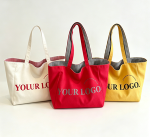 Sac à main en toile pour <span class=keywords><strong>femme</strong></span>, grand sac fourre-tout à double face avec impression de lettres, poignées courtes, écologique, réutilisable pour la plage et les voyages - Product Image 4