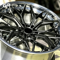 Para BMW M3 M4 M5 Mercedes AMG C63 Juego de 2 Ruedas Forjadas 6061-T6 de 17-24 Pulgadas 5x112 5x120 con Borde Pulido Negro Brillante y Diseño Cóncavo Profundo