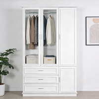 Armoire moderne en bois blanc à 4 portes et 3 tiroirs, grande capacité, gain de place, pour chambre à coucher, salon et hôtel