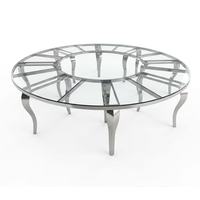 Tables en gros avec structure en acier inoxydable et plateau en verre blanc, style pieds de serpent, pour hôtels, mariages, banquets, fêtes et événements