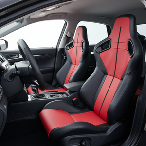 Silla de Carreras D0100X3BLU6, Roja y Negra, de Cuero PVC, Estilo Deportivo, Ajustable, Reclinable, de Ángulo Amplio, para Auto - Product Image 2