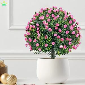 Plante artificielle <span class=keywords><strong>en</strong></span> forme de rose, boîte à fleurs, herbe de buis, feuille de plastique, boule de buis, facile à pousser pour la décoration de la maison, du bureau, du jardin, de la porte d'entrée - Product Image 4