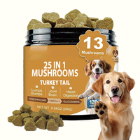 Friandises à mâcher pour chiens à base de champignons turcs : Mélange de Crinière de lion, Reishi, Cordyceps, Shiitake – Pour la santé des articulations, de la colonne vertébrale, digestive et hépatique, avec Chardon-Marie