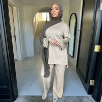 R-386 Islamisches Modest-Kleidungsset für Damen: Hochwertiger Winter-Kimono-Abaya mit Oversize-Tunika und Passender Hose