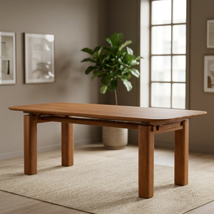 Table à manger rectangulaire en teck moderne, design contemporain, 8 places, pieds en bois massif, imperméable, écologique - Product Image 3