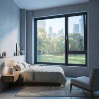 Ventana de Aluminio de Gran Tamaño para Balcón, Ventana Panorámica Abatible con Retenedor de Fricción, Marco de Seguridad de Alta Resistencia