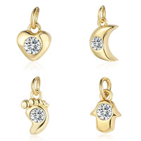 Accessoires DIY en cuivre et zircon, petits pendentifs et breloques de mode argentés, motifs papillon princesse, œil d'éléphant, pied et cadenas