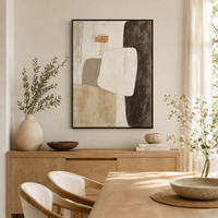 Peinture murale abstraite neutre vintage, art géométrique minimaliste, peinture à l'huile faite à la main sur toile texturée, œuvre d'art moderne, taille personnalisée, luxe