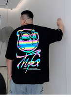 T-Shirts Hommes surdimensionnés en Coton 100% Vierge, Impression Personnalisée, Logo Réfléchissant Laser Arc-en-ciel, Grande Taille