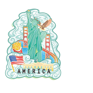 Imanes Promocionales Personalizables de Madera con Diseño del Puente Golden Gate, Recuerdos de Ciudades y Países de América y Europa - Product Image 1