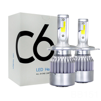 BaoBao C6 3800lm H4 H1 H3 H7 H11 H8 9005 9006 H27 9012 880 Luces LED para Faros Delanteros de Coche, Chip COB de 12v 6000K, Luz Alta y Baja