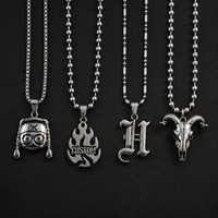 Collier pendentif personnalisé en acier inoxydable et laiton, style punk rock, avec chaîne à billes, pour homme, bijou affirmé, idéal pour la création de bijoux DIY