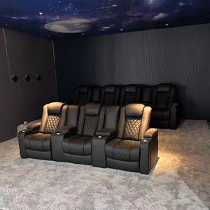 Горячая распродажа, черный кожаный Электрический откидной диван, стул для стадиона, держатель для холодной чашки, система массажа, обогрев сиденья, мебель для театра - Product Image 1