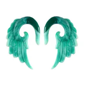 NUORO Cool 3-12MM Jauges D'oreille Expander Piercing Bijoux Civières Jauges Plume Ailes D'ange Forme Acrylique Bouchon D'oreille Tunnels