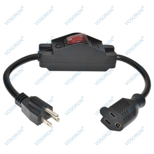 Outdoor Extension <strong>Cord</strong> with On/Off Waterproof Switch, <strong>Heavy</strong> Duty US Nema 5-15P to 5-15R Male to Female Black SJT Extension <strong>Cord</strong> - Product Image 1