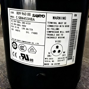 Compresseur scroll Sanyo C-SBN373H8H 380-415V 50Hz réfrigérant R407C pour remplacement et réparation - Product Image 3