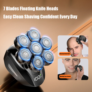Têtes de rasoirs électriques rotatives à double lame améliorées pour hommes chauves, rasoirs 100 % étanches pour le visage et le corps, utilisation à sec ou sous l'eau - Product Image 3