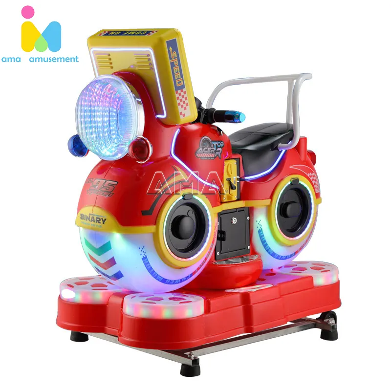 AMA Kids Game Machine Coin Operated kiddie Ride Moto Swing Machine With MP 5 Screen Kiddy Rides For Kids