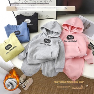 Conjunto <span class=keywords><strong>de</strong></span> Sudadera <span class=keywords><strong>de</strong></span> Forro Polar para Niños, Otoño Invierno 2025, Traje Deportivo para Niños, Pantalones Deportivos Gruesos con Capucha para Niñas - Product Image 3