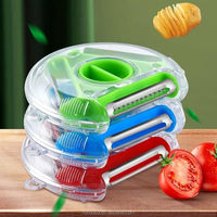 Eplucheur rotatif multifonctionnel 3 en 1 à lame julienne Râpe Hachoir à tomates Coupeur de pommes de terre Fruits Eplucheur rotatif à légumes
