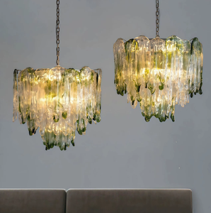 Lámpara Colgante Moderna de Vidrio, Forma de Tambor Redondo, Pantalla Verde Degradado, Bombilla LED E27 2700K Blanco Cálido para Sala de Estar - Product Image 5
