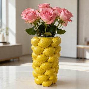 Jarrón de Cerámica Amarillo Limón Moderno 2025 para Decoración de Interiores, Jarrón de <span class=keywords><strong>Flores</strong></span> <span class=keywords><strong>con</strong></span> Diseño de Limón 3D en Forma de Fruta - Product Image 4