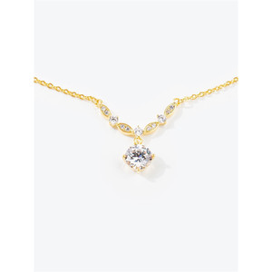 Dazzling Full Diamond Necklace Round Brilliant Cut Women's Elegant Clavicle Chain Everyday Wear - Product Image 5