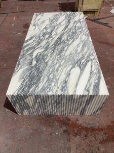SH STONE Minimalist Modern Living Room Furniture <strong>Rectangle</strong> Customized Fluted Calacatta Viola Marble <strong>Coffee</strong> <strong>Table</strong> - Product Image 5