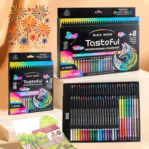 Crayons de couleur à base d'huile en bois noir de qualité artistique, mine épaisse de 4 mm, poignée triangulaire avec taille-<span class=keywords><strong>crayon</strong></span> en métal pour le <span class=keywords><strong>dessin</strong></span> professionnel - Product Image 2